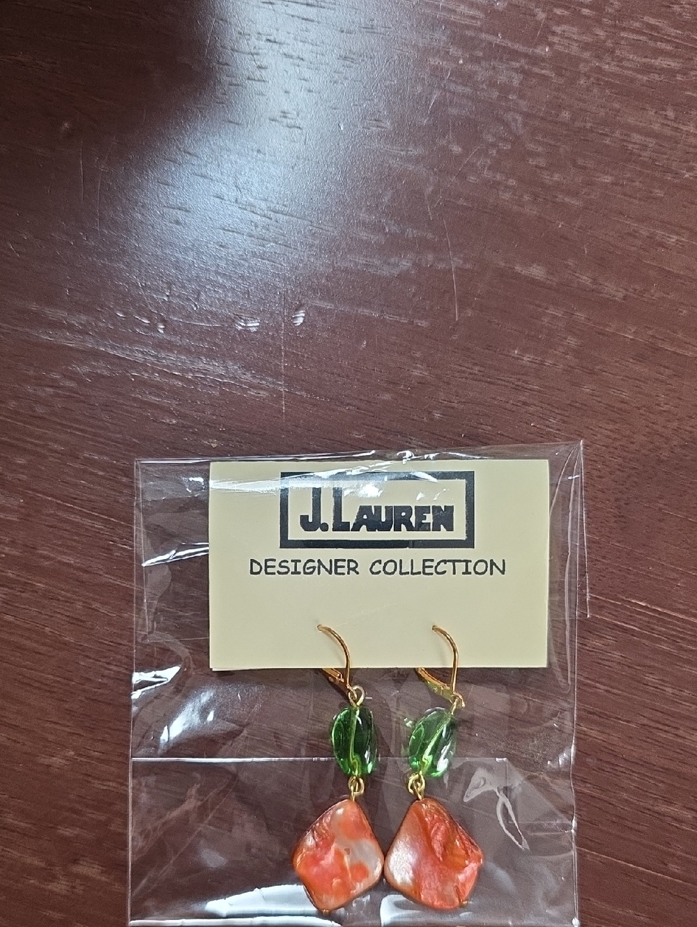 J.Lauren Green and Orange Shell Drop Earrings